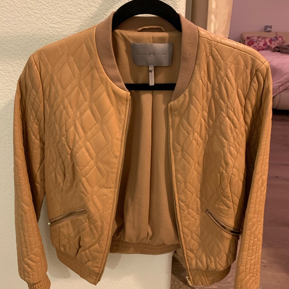 halston leather jacket